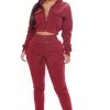 Fashion Nova Loungewear Sets Meet Me Outside Fleece Set - Burgundy