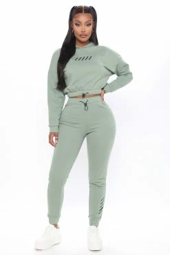 Fashion Nova Not Over You Hoodie And Jogger Set - Olive Loungewear Sets