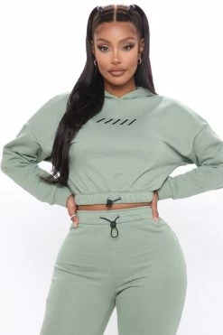 Fashion Nova Not Over You Hoodie And Jogger Set - Olive Loungewear Sets