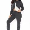 Fashion Nova Work Things Out Fleece Joggers - Charcoal Sweatpants & Joggers