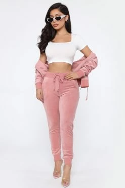 Fashion Nova Loungewear Sets The Original Trendsetter Velour Set - Mauve