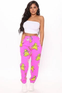Fashion Nova Sweatpants & Joggers Rawr Reptar Graphic Sweatpants - Hot Pink