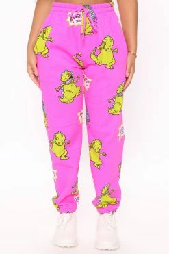 Fashion Nova Sweatpants & Joggers Rawr Reptar Graphic Sweatpants - Hot Pink