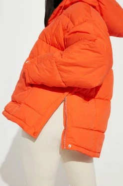 Fashion Nova Head In The Clouds Puffer Jacket - Orange