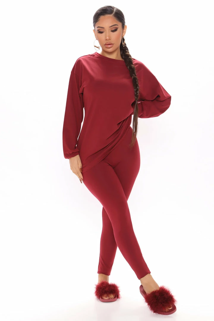 Cheapest ⭐ Fashion Nova Loungewear Sets Paparazzi Legging Set - Burgundy 🔔 3 Fashion Nova Loungewear Sets Paparazzi Legging Set - Burgundy