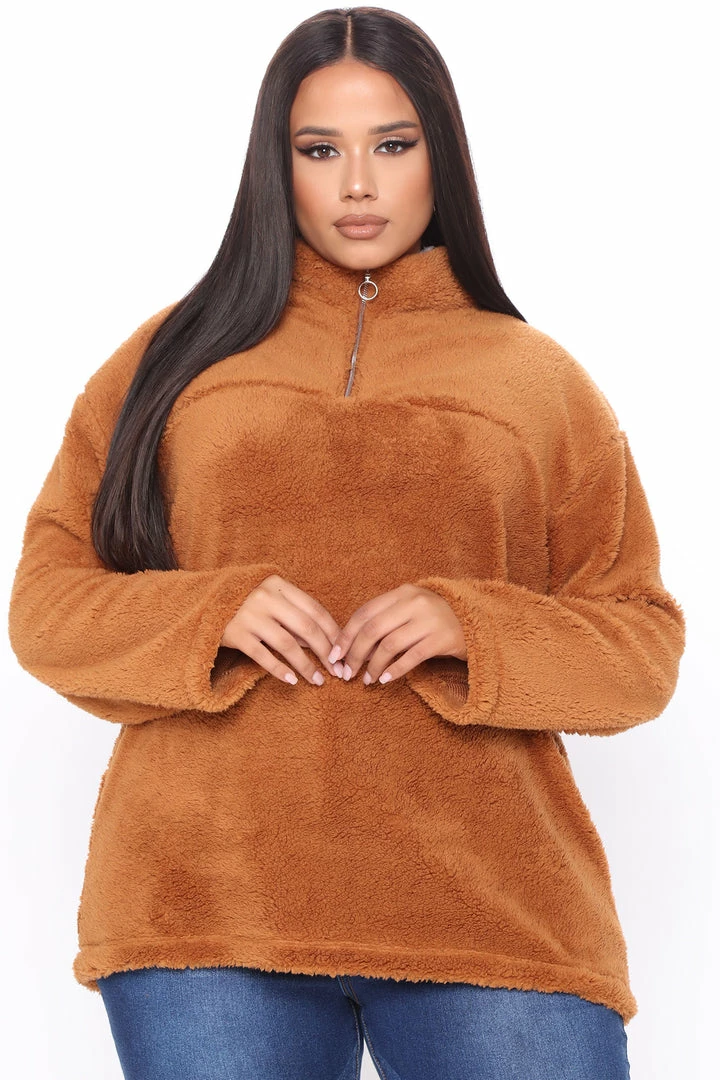 Fashion Nova Karmen Fuzzy Jacket - Cognac