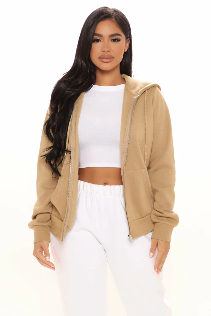 Best Sale ❤️ Fashion Nova Time To Chill Zip Up Hoodie - Tan 🌟 3 Fashion Nova Time To Chill Zip Up Hoodie - Tan