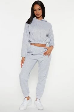 Fashion Nova Loungewear Sets Get Ready Jogger Set - Heather Grey