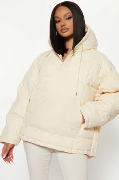 Fashion Nova Hoodies & Sweatshirts Head In The Clouds Puffer Jacket - Cream