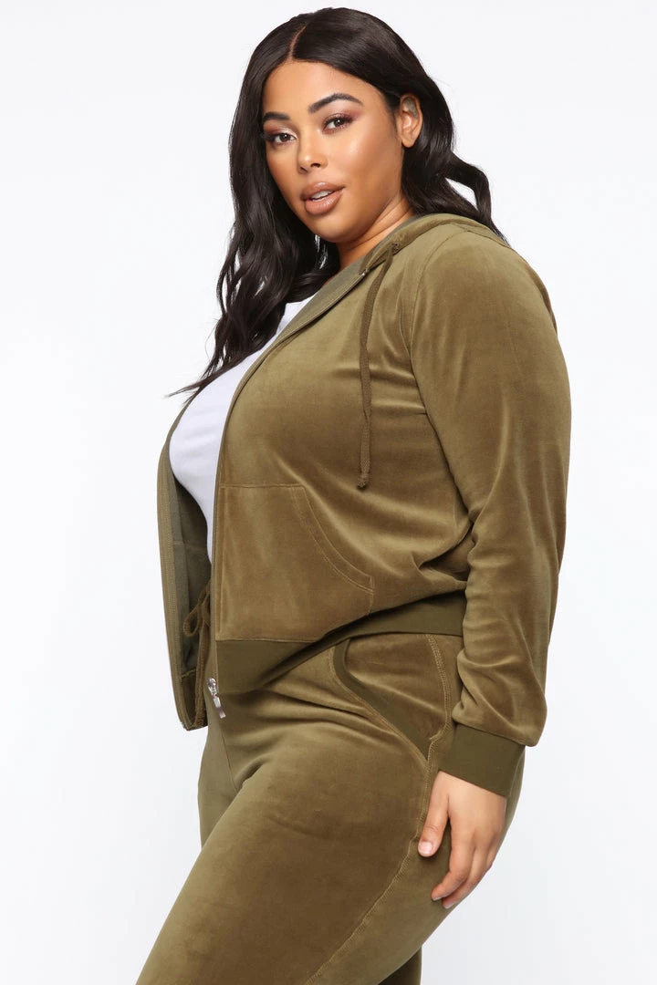 Fashion Nova The Original Trendsetter Velour Set - Olive