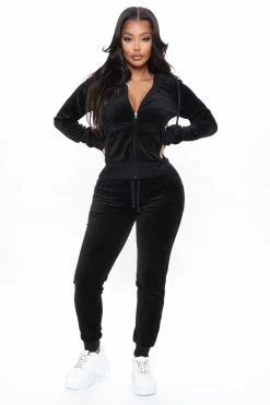 Fashion Nova The Original Trendsetter Savage Velour Set - Black Loungewear Sets