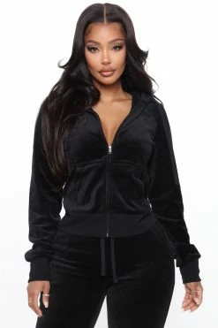 Fashion Nova The Original Trendsetter Savage Velour Set - Black Loungewear Sets