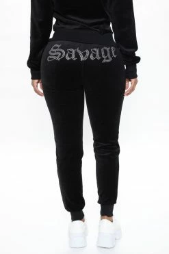 Fashion Nova The Original Trendsetter Savage Velour Set - Black Loungewear Sets