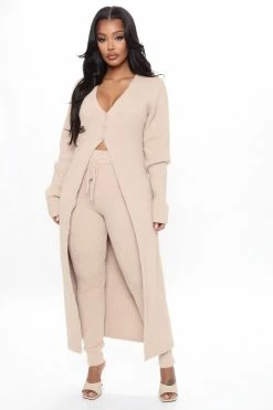 Fashion Nova Loungewear Sets Warm It Up Sweater Legging Set - Taupe