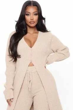 Fashion Nova Loungewear Sets Warm It Up Sweater Legging Set - Taupe