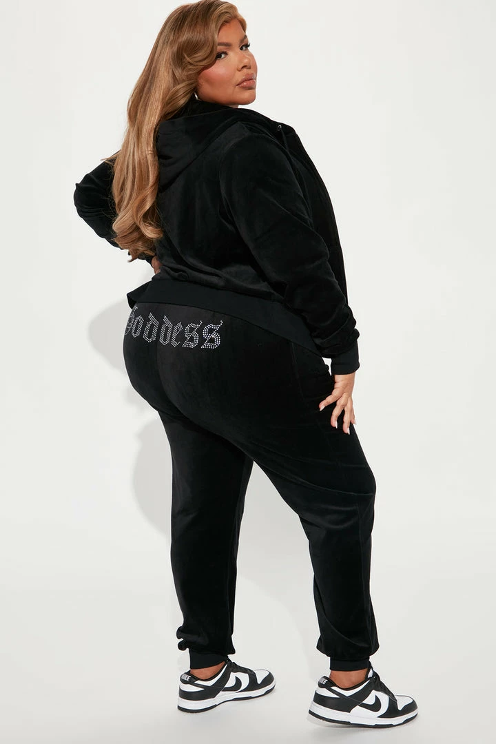 Fashion Nova Loungewear Sets The Original Trendsetter Goddess Velour Set - Black