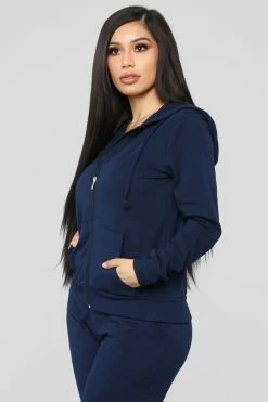 Fashion Nova Hoodies & Sweatshirts Latest And Greatest French Terry Zip Hoodie - Navy