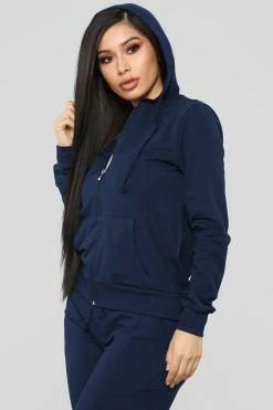 Fashion Nova Hoodies & Sweatshirts Latest And Greatest French Terry Zip Hoodie - Navy