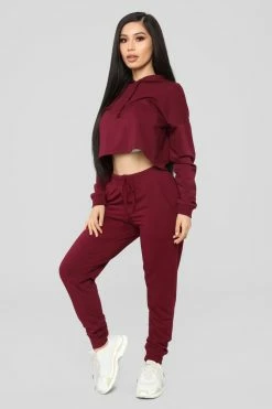 Fashion Nova Latest And Greatest French Terry Jogger - Burgundy