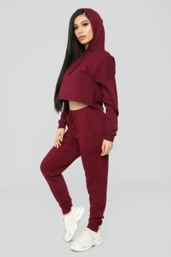 Fashion Nova Latest And Greatest French Terry Jogger - Burgundy