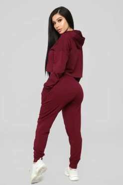 Fashion Nova Latest And Greatest French Terry Jogger - Burgundy