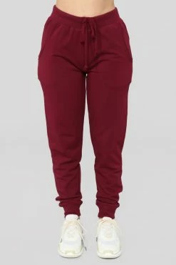 Fashion Nova Latest And Greatest French Terry Jogger - Burgundy