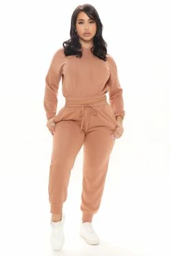 Fashion Nova Loungewear Sets Inhale And Exhale Jogger Set - Taupe