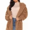 Fashion Nova Cozied Up Together Faux Sherpa Jacket - Mocha