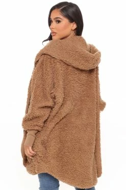 Fashion Nova Cozied Up Together Faux Sherpa Jacket - Mocha