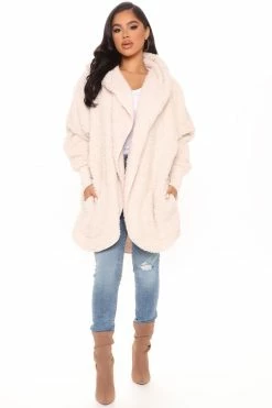 Fashion Nova Hoodies & Sweatshirts Cozied Up Together Faux Sherpa Jacket - Oatmeal
