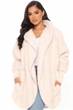 Fashion Nova Hoodies & Sweatshirts Cozied Up Together Faux Sherpa Jacket - Oatmeal