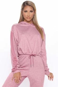 Fashion Nova Better Start Now Crop Hoodie And Jogger Set - Mauve Loungewear Pant Sets