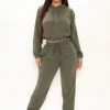Fashion Nova Loungewear Sets Inhale And Exhale Jogger Set - Olive