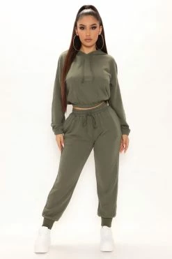 Fashion Nova Loungewear Sets Inhale And Exhale Jogger Set - Olive