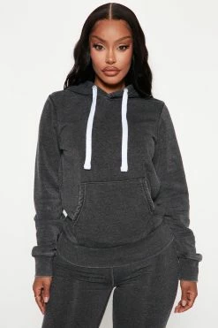 Fashion Nova Sweet Dreams Mineral Wash Hoodie - Charcoal Hoodies & Sweatshirts