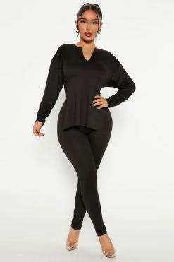 Fashion Nova Lets Chill Together Legging Set - Black