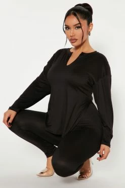 Fashion Nova Lets Chill Together Legging Set - Black