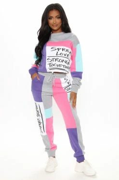 Fashion Nova Hoodies & Sweatshirts Written With Love Sweatshirt - Purple/combo