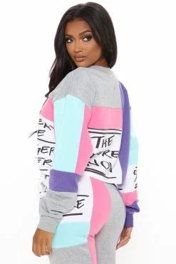 Fashion Nova Hoodies & Sweatshirts Written With Love Sweatshirt - Purple/combo