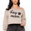 Fashion Nova Hoodies & Sweatshirts Boy Mom Off Shoulder Top - Coco