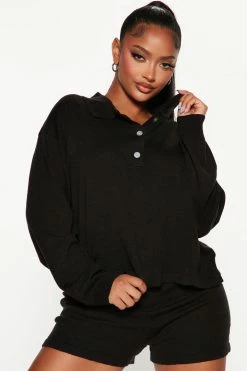 Fashion Nova Genesis Sweater Short Set - Black Loungewear Short Sets