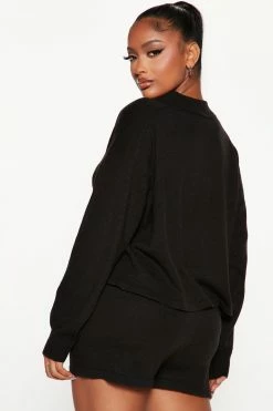 Fashion Nova Genesis Sweater Short Set - Black Loungewear Short Sets