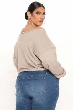 Fashion Nova Hoodies & Sweatshirts Boy Mom Off Shoulder Top - Coco