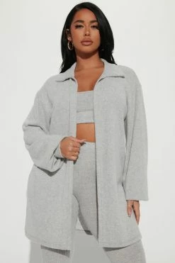 Fashion Nova Easy Weekend 3 Piece Legging Set - Heather Grey