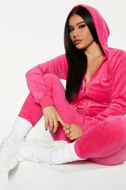 Fashion Nova The Original Trendsetter Velour Set - Bubblegum Pink Loungewear Sets