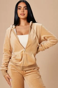 Fashion Nova Loungewear Sets The Original Trendsetter Velour Set - Camel