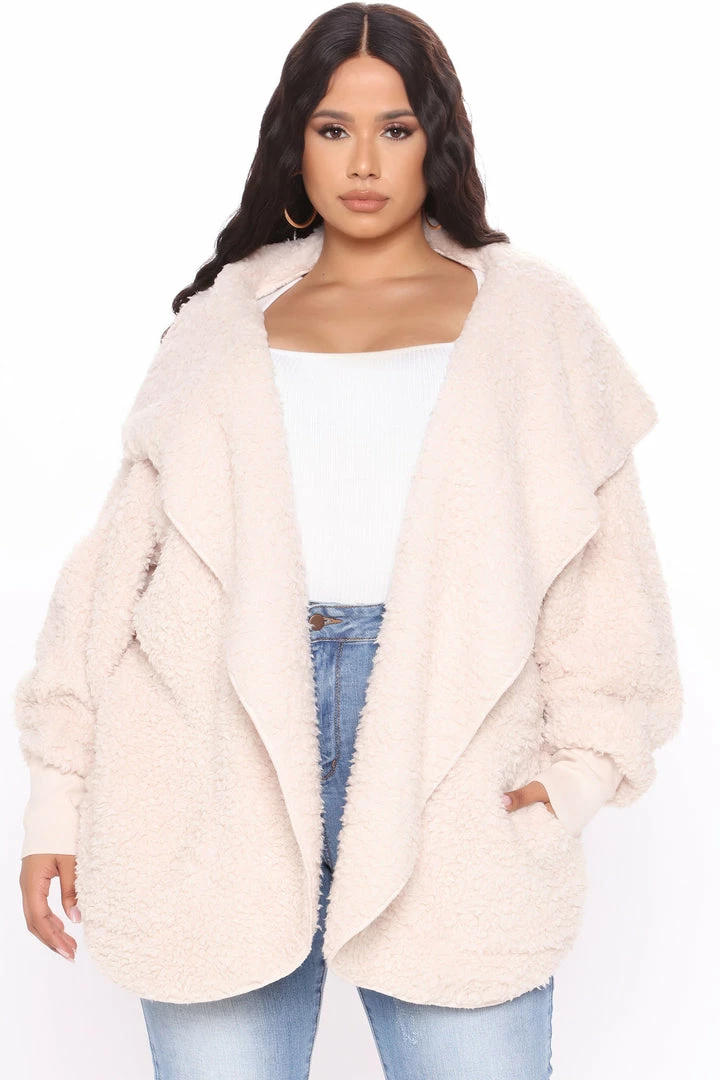 Fashion Nova Hoodies & Sweatshirts Cozied Up Together Faux Sherpa Jacket - Oatmeal
