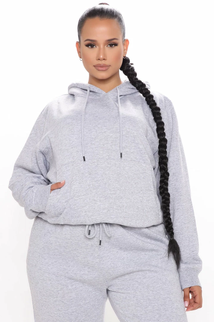 Fashion Nova Look Again Hoodie - Heather Grey