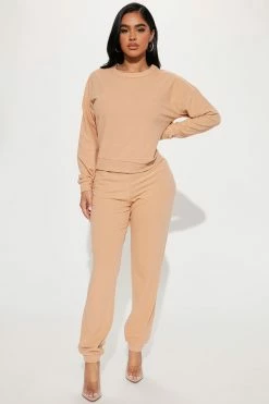 Fashion Nova Loungewear Pant Sets Always Low Key Jogger Set - Sand