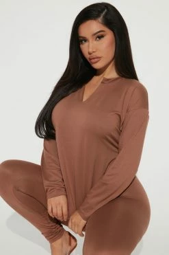 Fashion Nova Loungewear Pant Sets Lets Chill Together Legging Set - Mocha